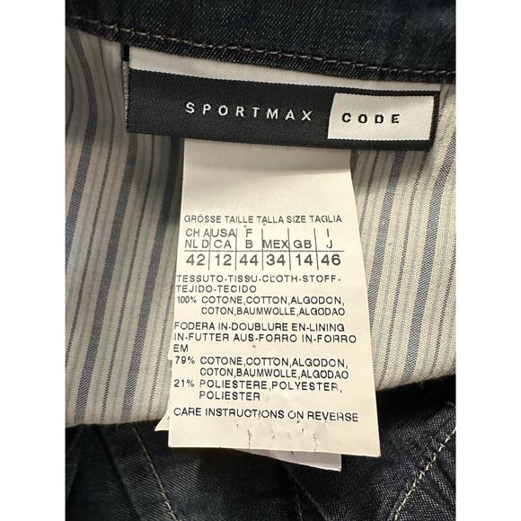 Sportsmax Code Womens Denim Dress 12 Pockets Minimalist Quiet Luxury Blue - Picture 11 of 12